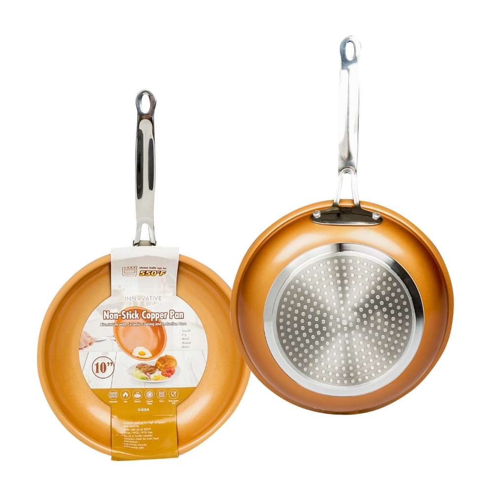 NON STICK COPPER WIDE RIDGE FRYING PAN